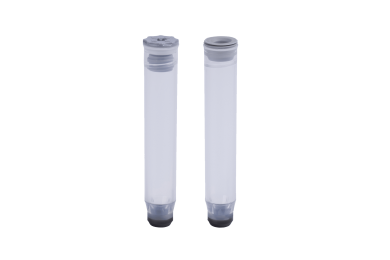 A 1.40ml internally threaded tube precapped with a grey low profile screw cap and a 1.40ml internally threaded tube precapped with a grey TPE push cap