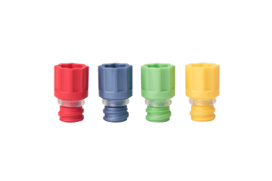 A red, blue, light green, and yellow screw cap ultra